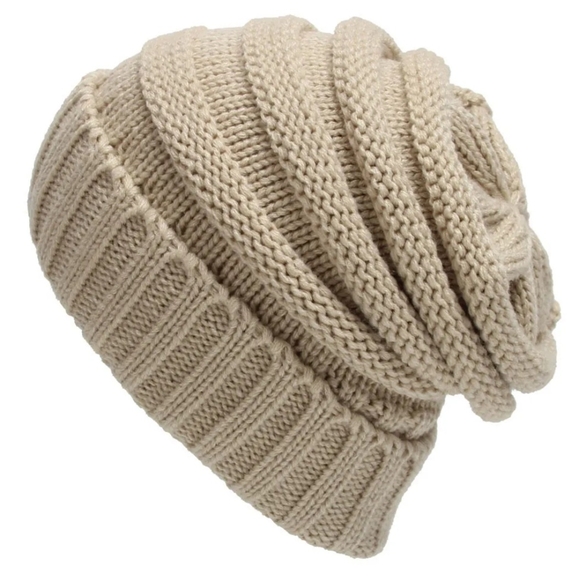 C.C Beige Ribbed Knit Hat Beanie - Picture 3 of 9